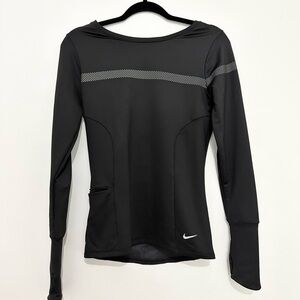 Nike Dri-Fit Sheer Back Long Sleeve mesh back pockets XS